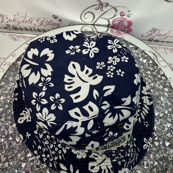Maui pacific whale foundation floral Hawaii tropical Navy Floral Bucket Hat main image 8